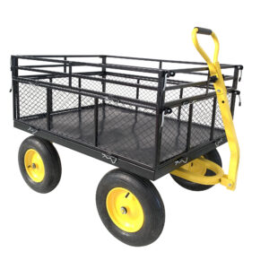Steel Garden Cart, Heavy Duty 1400 Lbs Capacity, With Removable Mesh Sides To Convert Into Flatbed, Utility Metal Wagon With 2-in-1 Handle And 16 In Tires, Perfect For Garden, Farm, Yard
